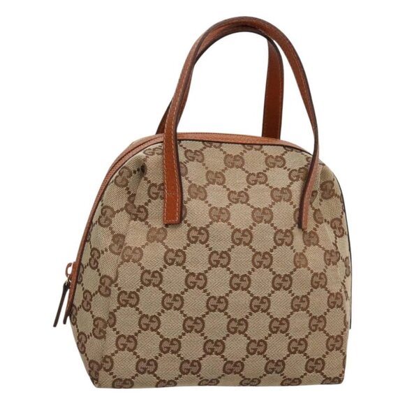 GUCCI GG Canvas Hand Bag Beige 124542 Auth